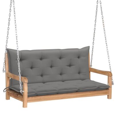Swing Bench with Gray Cushion 47.2" Solid Wood Teak