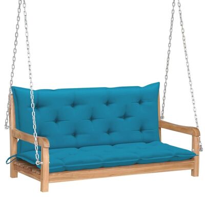 Swing Bench with Light Blue Cushion 47.2" Solid Wood Teak