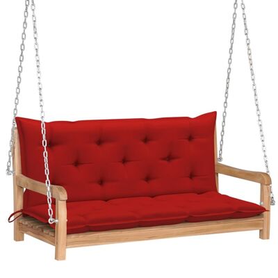 Swing Bench with Red Cushion 47.2" Solid Wood Teak
