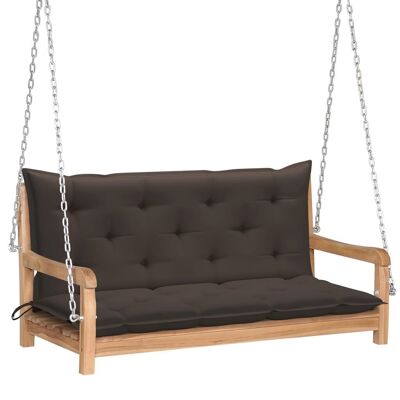 Swing Bench with Taupe Cushion 47.2" Solid Wood Teak