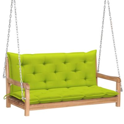 Swing Bench with Bright Green Cushion 47.2" Solid Wood Teak