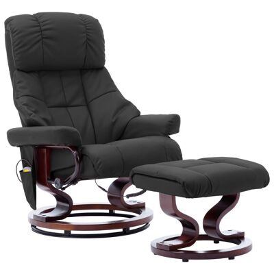 Massage Recliner with Ottoman Gray Faux Leather and Bentwood