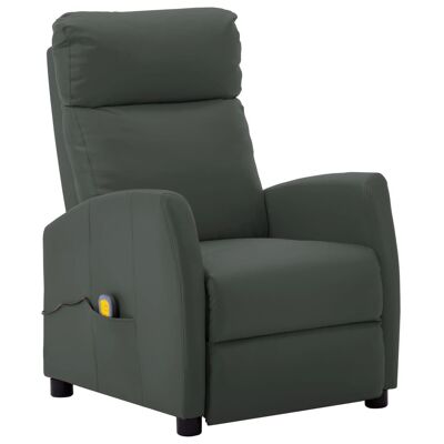 Massage Reclining Chair Gray Faux Leather