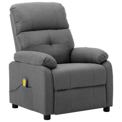 Massage Recliner Chair Light Gray Fabric