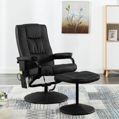 Massage Recliner with Ottoman Black Faux Leather