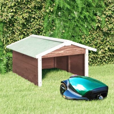 Robotic Lawn Mower Garage 28.3"x34.3"x19.7" Mocca and White Firwood