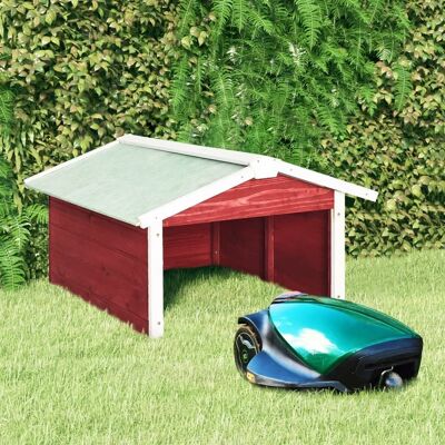 Robotic Lawn Mower Garage 28.3"x34.3"x19.7" Red and White Firwood
