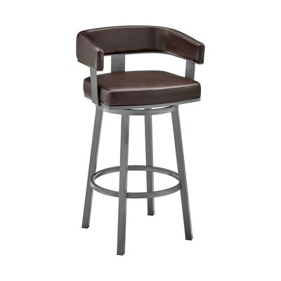 Lorin 26" Counter Height Swivel Bar Stool in Java Brown Finish and Chocolate Faux Leather