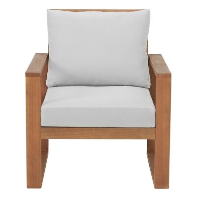 Grafton Eucalyptus Wood Outdoor Chair with Gray Cushions