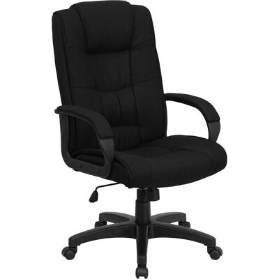 High Back Black Fabric Executive Swivel Office Chair with Arms