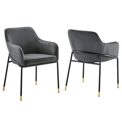 Jovi Performance Velvet Dining Armchair Set of 2 - Black Charcoal EEI-6026-BLK-CHA