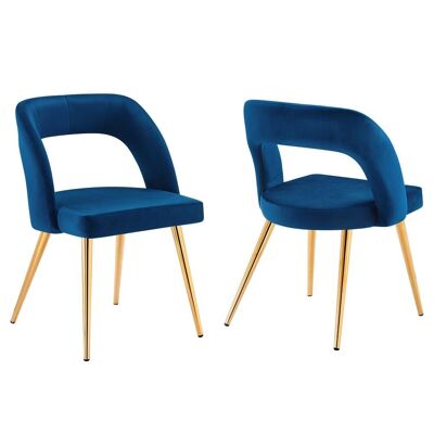 Marciano Performance Velvet Dining Chair Set of 2 - Gold Navy EEI-6030-GLD-NAV