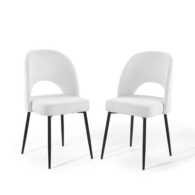 Rouse Dining Side Chair Upholstered Fabric Set of 2 - Black White EEI-4490-BLK-WHI