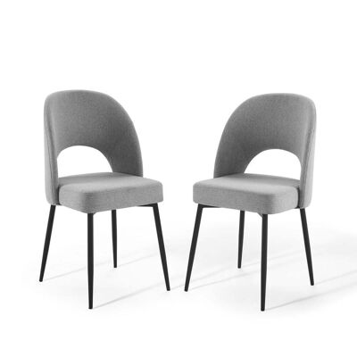 Rouse Dining Side Chair Upholstered Fabric Set of 2 - Black Light Gray EEI-4490-BLK-LGR