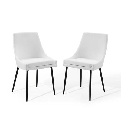 Viscount Upholstered Fabric Dining Chairs - Set of 2 - Black White EEI-3809-BLK-WHI