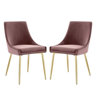 Viscount Performance Velvet Dining Chairs - Set of 2 - Gold Dusty Rose EEI-3808-GLD-DUS