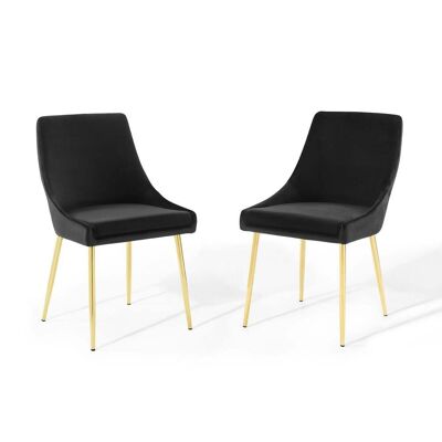 Viscount Performance Velvet Dining Chairs - Set of 2 - Gold Black EEI-3808-GLD-BLK
