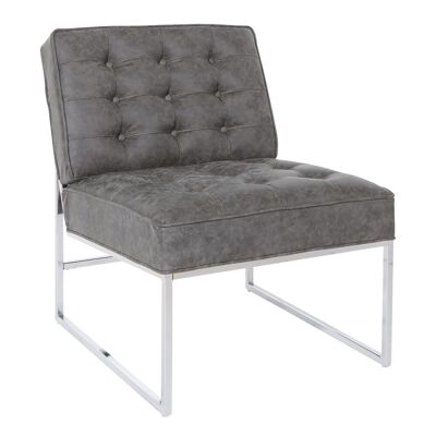 Anthony 26â€ Wide Chair with Chrome Base and Charcoal Faux Leather Fabric, ATH51-P47