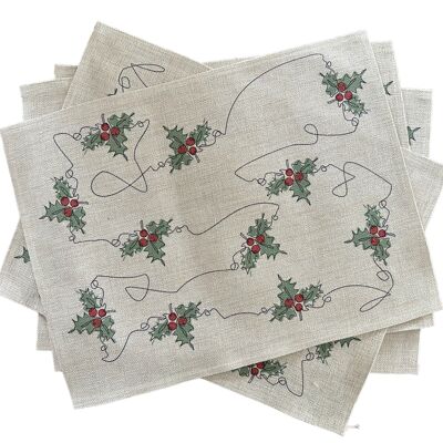 Holly Ink and Hue Placemats (Set of Four)