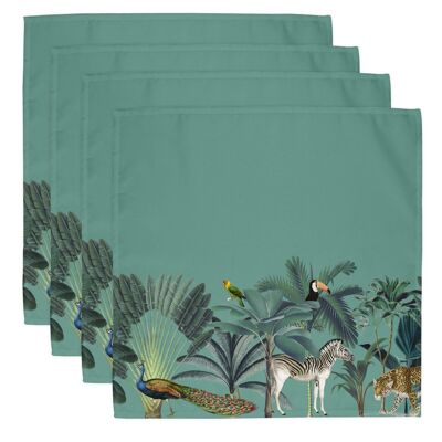 Serviettes vertes de la ménagerie de Darwin (Ensemble de quatre)