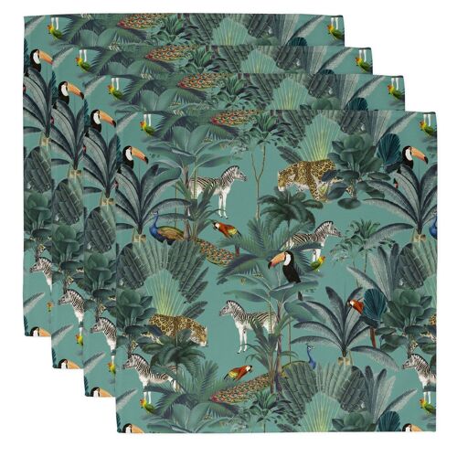 Darwin's Menagerie Pattern Green Napkins (Set of Four)