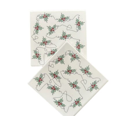 Holly Ink and Hue Ceramic Coasters