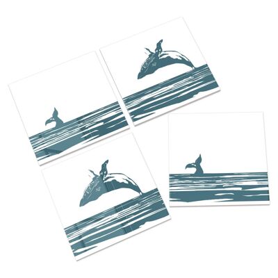 Breaching Whale Ceramic Coasters