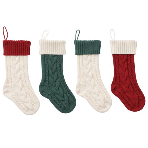 Large Knitted Christmas Stockings Plain Rustic Cotton