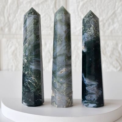 Moss Agate Tower Point (Tranquilidad y Equilibrio Emocional)