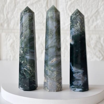 Moss Agate Tower Point (Tranquility and Emotional Balance)