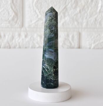 Moss Agate Tower Point (Tranquility and Emotional Balance) 8