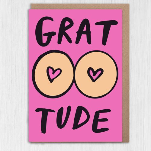 Funny, rude thank you, gratitude card: Grat Tit Tude