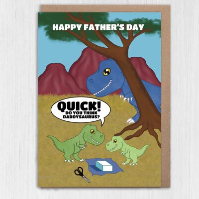 Biglietto per la festa del papà con dinosauri: pensi che sia Daddysaurus?