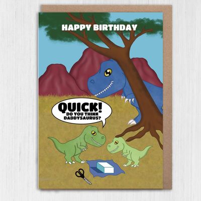 Biglietto d'auguri con dinosauro per papà: pensi a Daddysaurus?