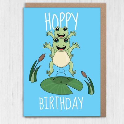 Frog birthday card: Hoppy Birthday