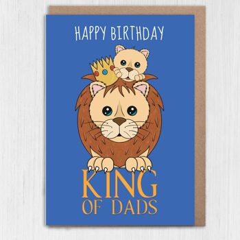 Carte d'anniversaire Lion pour Papa : Roi des Papas 1