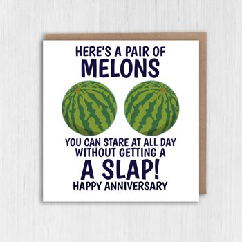 Carte d'anniversaire Une paire de melons que vous pouvez regarder toute la journée 1