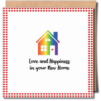 Amour et bonheur dans votre nouvelle maison. Carte de vœux gay.