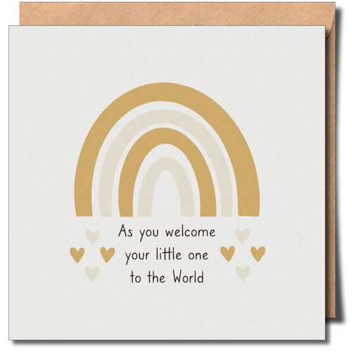 As You Welcome your Little One to the World. Gender Neutral New Baby Card.