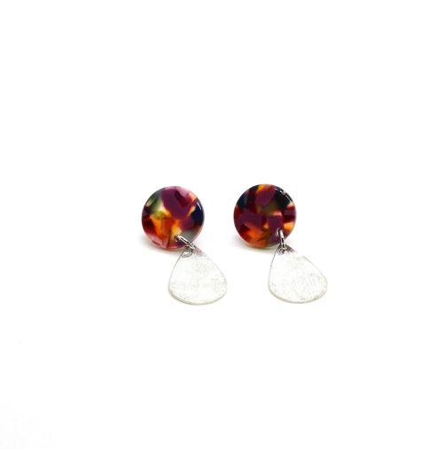 Boucles d’oreilles / Anna Pop rose / Acétate de cellulose / Acier inoxydable