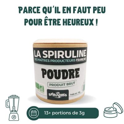 Espirulina en polvo orgánica y francesa, formato cura de 13 días, 40 g