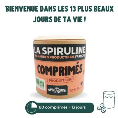 Comprimes de spiruline bio & Française, format 13 jours de cure, 40g