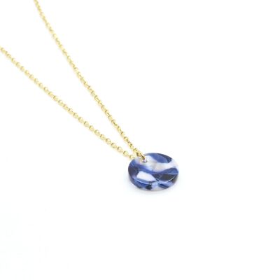 Reversible necklace / Marbled blue /cellulose acetate / Zebra