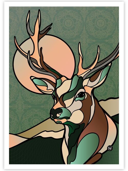 Affiche - Green deer 50x70
