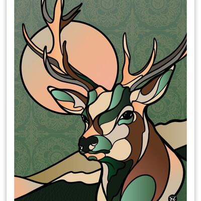 Affiche - Green deer 50x70