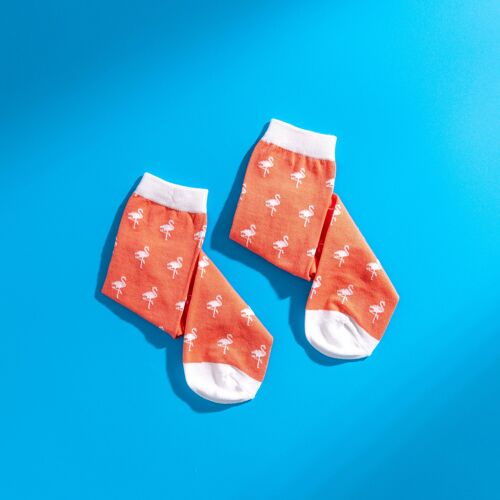 Orange And White Flamingo Patterned Egyptian Cotton Men's Socks