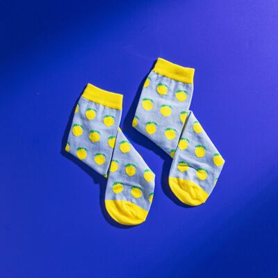 Chaussettes pour hommes en coton égyptien à motifs citron bleu et jaune