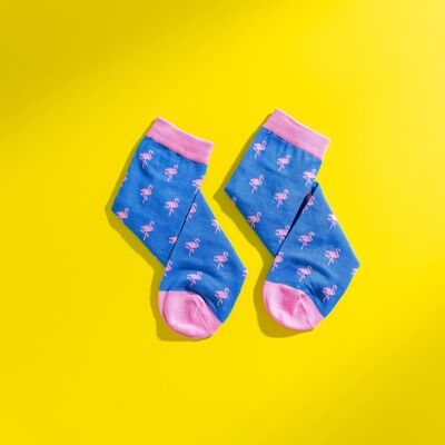 Blue And Pink Flamingo Patterned Egyptian Cotton Men's Socks