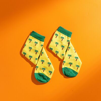 Yellow And Green Palm Tree Socks