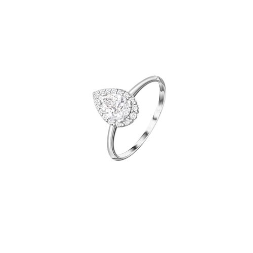 Bague entourage Diamant de laboratoire (synthétique) taille poire - 0,32 ct - Or Blanc 18 kt